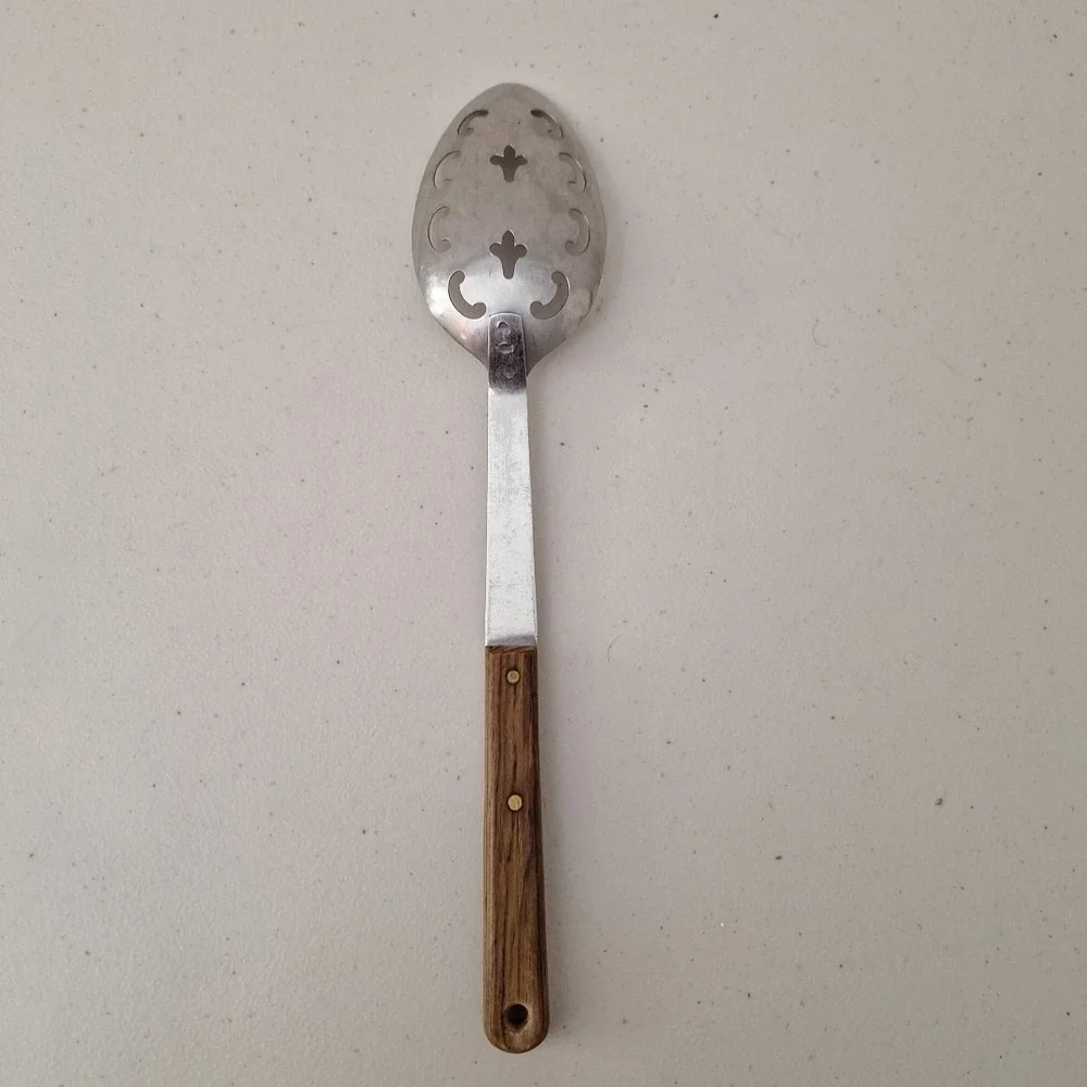 Vintage UTICA Blue Ribbon USA Forge‎ Slotted Spoon Serving Stainless Steel 12